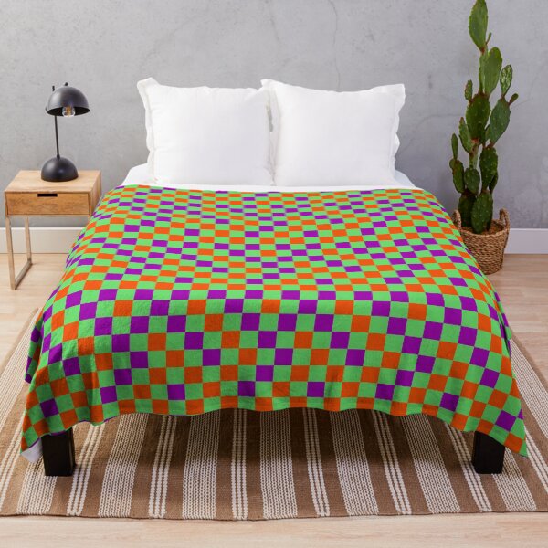 Item preview, Orange And Purple On Green Checkered Pattern designed and sold by PatternTitan.