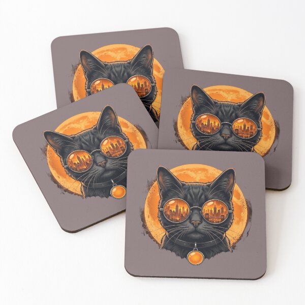 Item preview, Cool Black Cat NYC City Reflection Sunglasses Halloween Moon designed and sold by Retro Whiskers.
