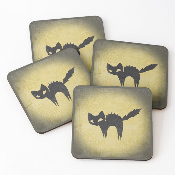 Item preview,  A Spooky Arched Black Cat Jagged Silhouette in Yellow designed and sold by Ghoul Enterprises.