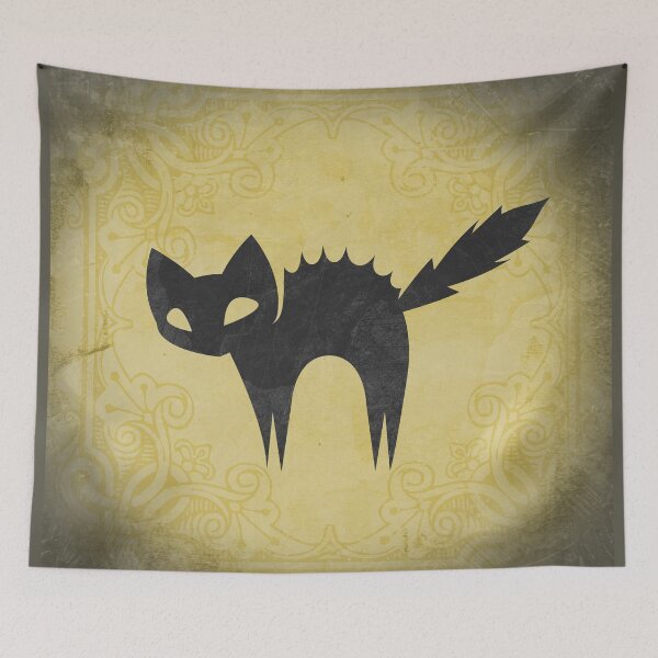 Item preview,  A Spooky Arched Black Cat Jagged Silhouette in Yellow designed and sold by Ghoul Enterprises.