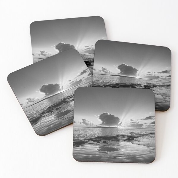 Item preview, Moody Sunbeams Ocean Seascape B&W designed and sold by Faith Based Decor & Art &Gifts.