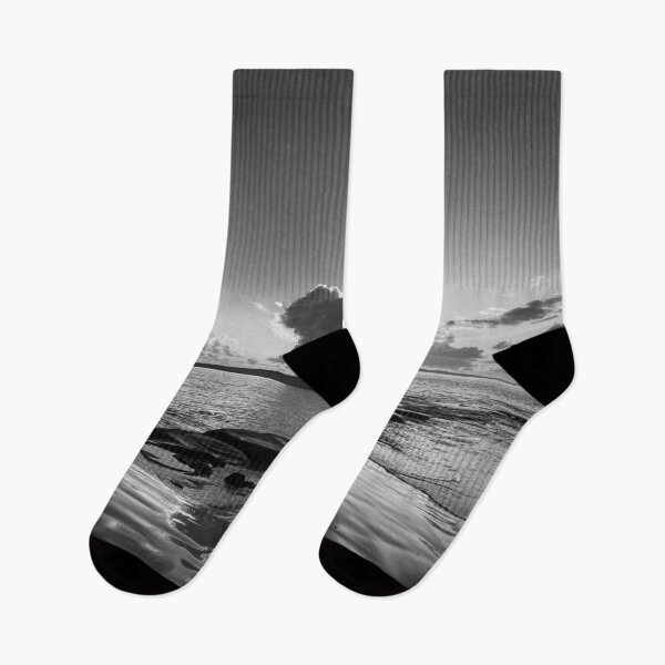 Item preview, Moody Sunbeams Ocean Seascape B&W designed and sold by Faith Based Decor & Art &Gifts.