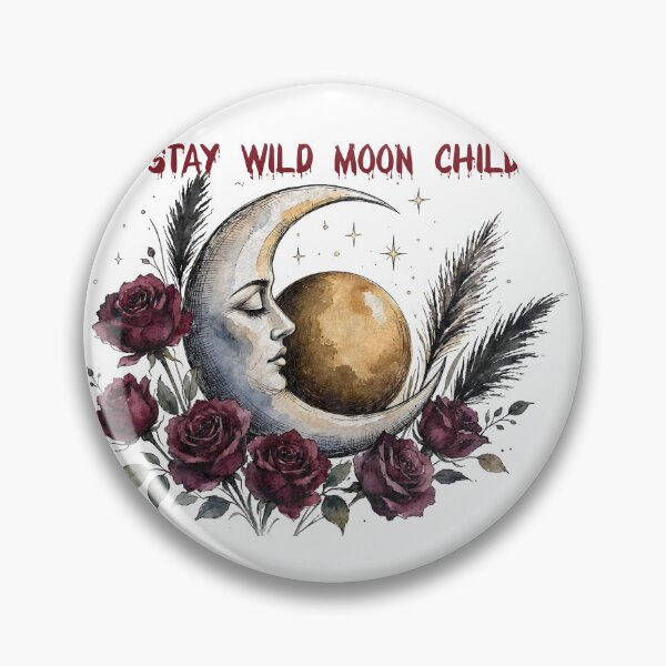 Item preview, Stay Wild Moon Child - Gothic Boho Moon and Roses designed and sold by CraftyValley.