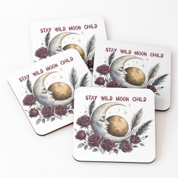 Item preview, Stay Wild Moon Child - Gothic Boho Moon and Roses designed and sold by CraftyValley.
