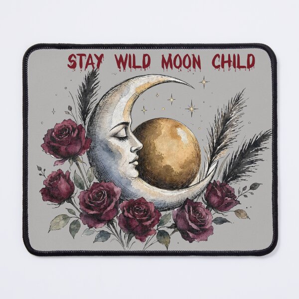 Item preview, Stay Wild Moon Child - Gothic Boho Moon and Roses designed and sold by CraftyValley.