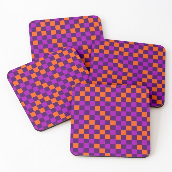 Item preview, Orange And Purple On Purple Checkered Pattern   designed and sold by PatternTitan.