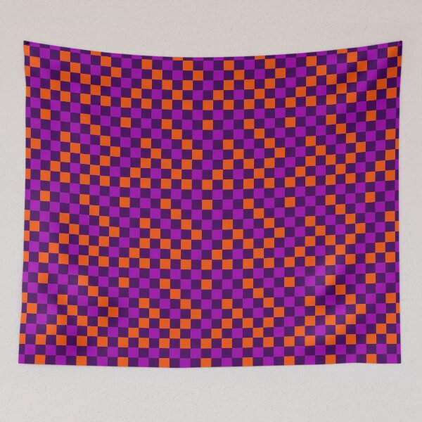 Item preview, Orange And Purple On Purple Checkered Pattern   designed and sold by PatternTitan.