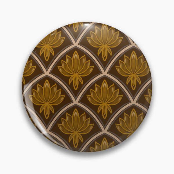 Item preview, Golden Art Deco Lotus Scale Pattern – Vintage Earth Tone Botanical Floral designed and sold by Rukhscreations.