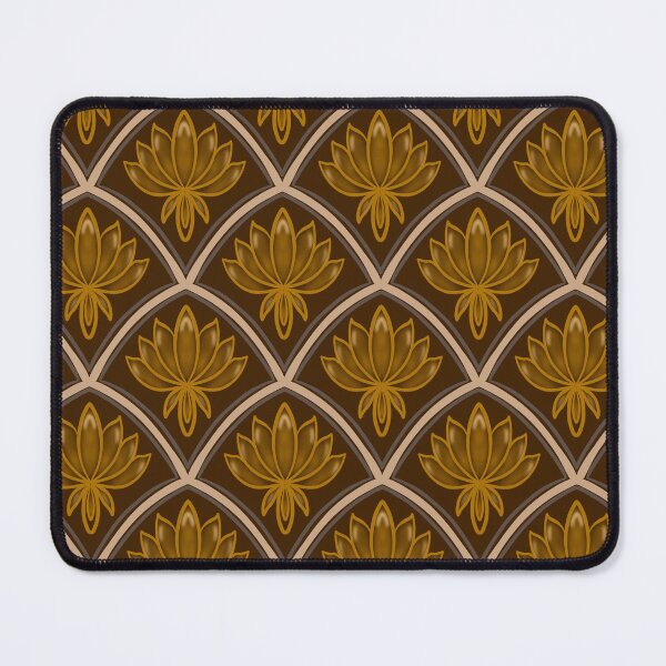 Item preview, Golden Art Deco Lotus Scale Pattern – Vintage Earth Tone Botanical Floral designed and sold by Rukhscreations.