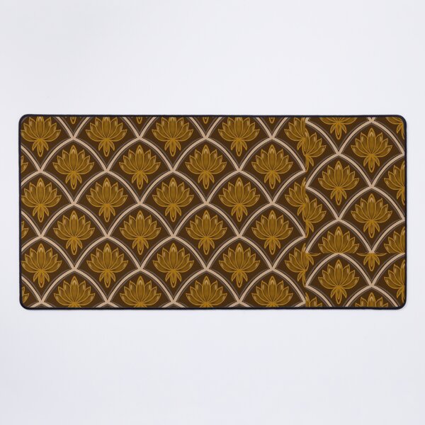 Item preview, Golden Art Deco Lotus Scale Pattern – Vintage Earth Tone Botanical Floral designed and sold by Rukhscreations.