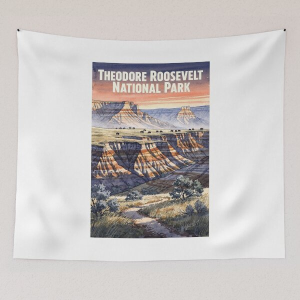 Item preview, Theodore Roosevelt National Park North Dakota Vintage Watercolor Travel designed and sold by Teelogic.