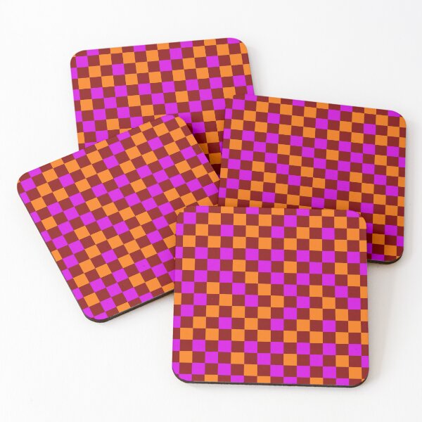 Item preview, Orange And Purple On Red Checkered Pattern   designed and sold by PatternTitan.