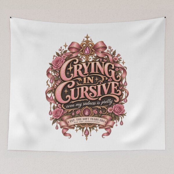 Item preview, Crying In Cursive Sad Girl Design designed and sold by InkroarCo.