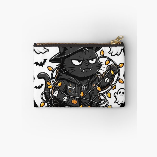 Item preview, Grumpy Black Cat Tangled in Halloween Lights - Funny Gothic Witch Cat - Speech Bubble designed and sold by Aisha Reda.