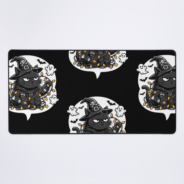 Item preview, Grumpy Black Cat Tangled in Halloween Lights - Funny Gothic Witch Cat - Speech Bubble designed and sold by Aisha Reda.