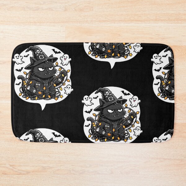 Item preview, Grumpy Black Cat Tangled in Halloween Lights - Funny Gothic Witch Cat - Speech Bubble designed and sold by Aisha Reda.