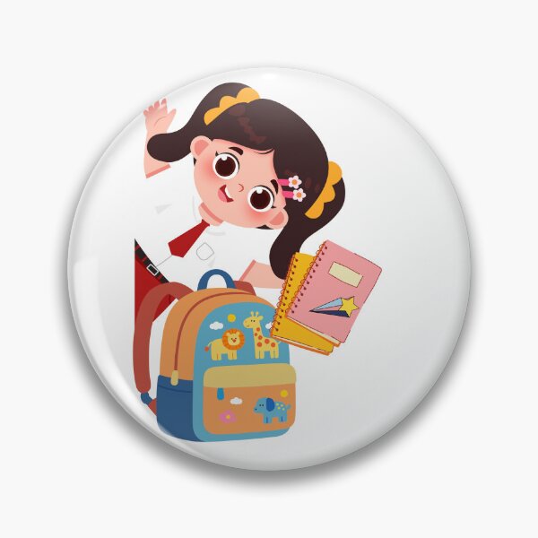 Item preview, Cute School Girl Waving Backpack Notebooks Student Sticker designed and sold by Esraa-Arts.