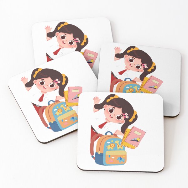 Item preview, Cute School Girl Waving Backpack Notebooks Student Sticker designed and sold by Esraa-Arts.