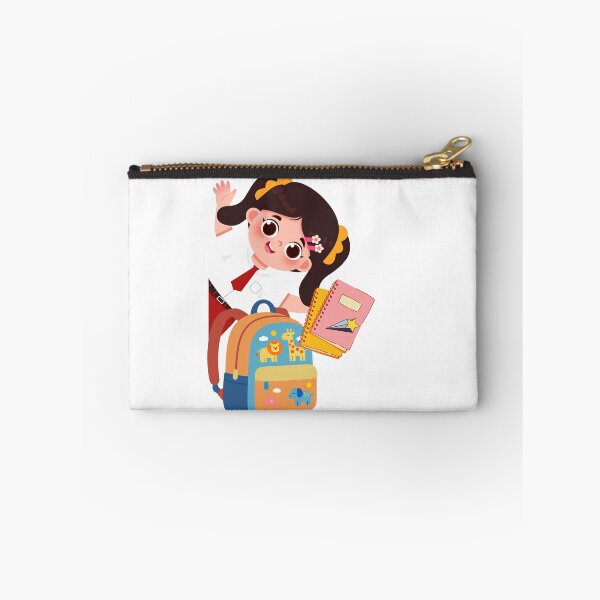 Item preview, Cute School Girl Waving Backpack Notebooks Student Sticker designed and sold by Esraa-Arts.