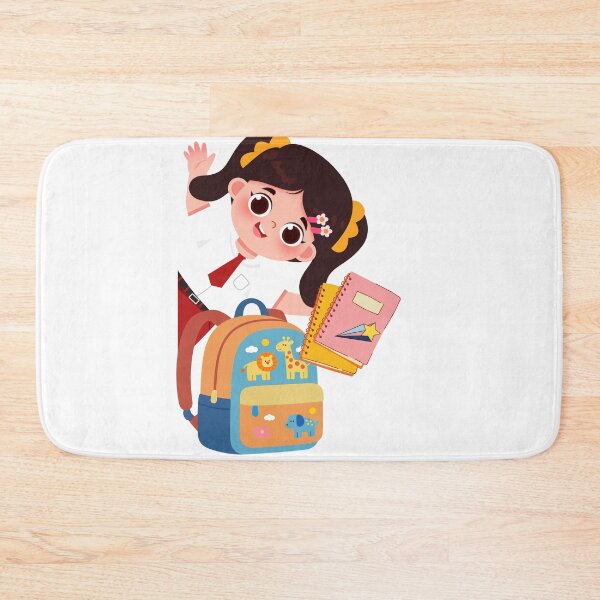 Item preview, Cute School Girl Waving Backpack Notebooks Student Sticker designed and sold by Esraa-Arts.