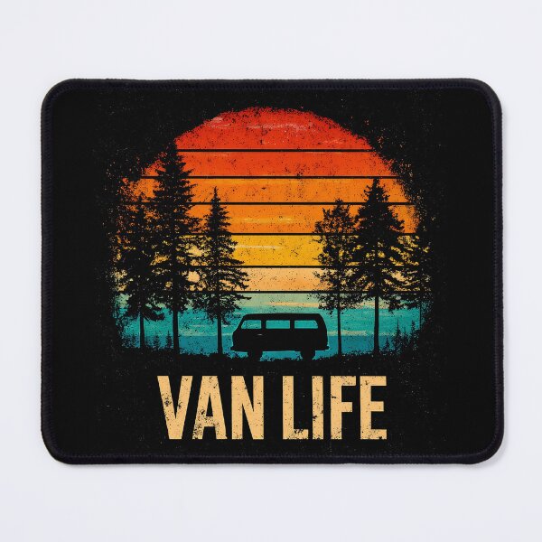 Item preview, Vintage Camper Van Camping Retro Sunset Pine Forest designed and sold by D-Oles-Mercher.