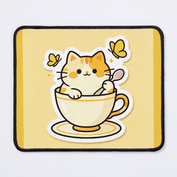 Item preview, Orange cat in a cup of morning tea designed and sold by pin-upgirls9.