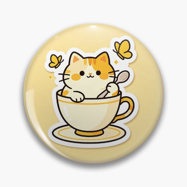 Item preview, Orange cat in a cup of morning tea designed and sold by pin-upgirls9.