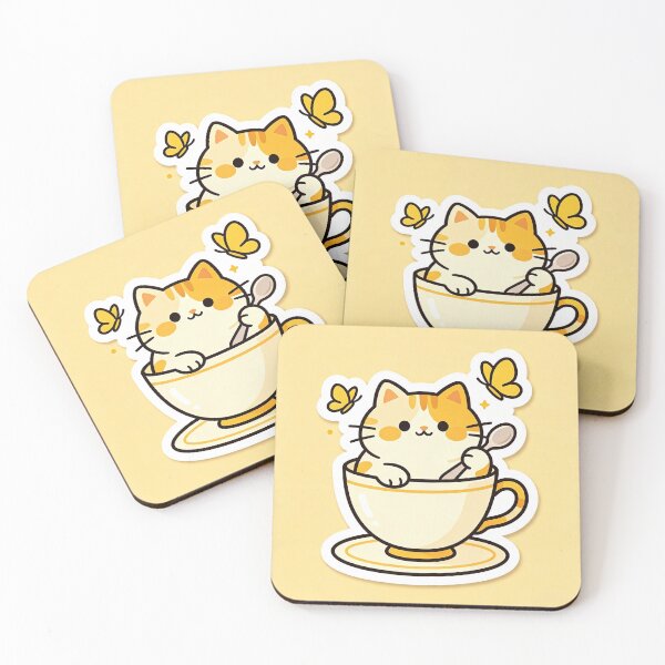 Item preview, Orange cat in a cup of morning tea designed and sold by pin-upgirls9.