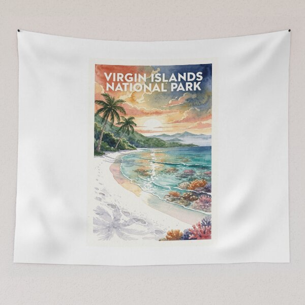 Item preview, Virgin Islands National Park U.S. Virgin Islands Vintage Watercolor Travel designed and sold by Teelogic.