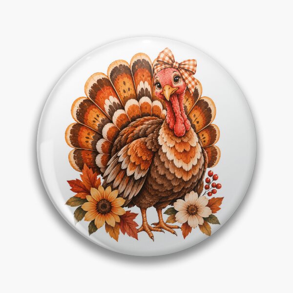 Item preview, Thanksgiving Turkey with Autumn Leaves and Daisy-Like Flowers designed and sold by MKCREAS.
