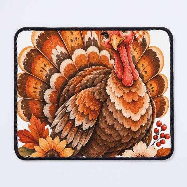 Item preview, Thanksgiving Turkey with Autumn Leaves and Daisy-Like Flowers designed and sold by MKCREAS.