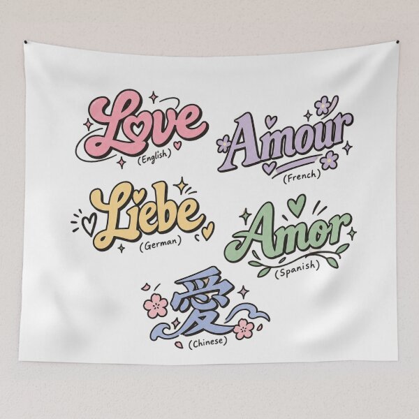 Item preview, Love in Five Languages Cute Multilingual Typography designed and sold by designbyuzi.