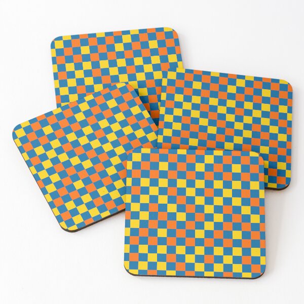 Item preview, Orange And Yellow On Blue Checkered Pattern   designed and sold by PatternTitan.