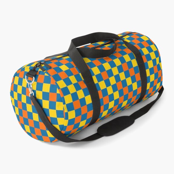 Item preview, Orange And Yellow On Blue Checkered Pattern   designed and sold by PatternTitan.