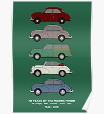 Morris Minor 70th Anniversary Classic Car Collection Artwork Poster
