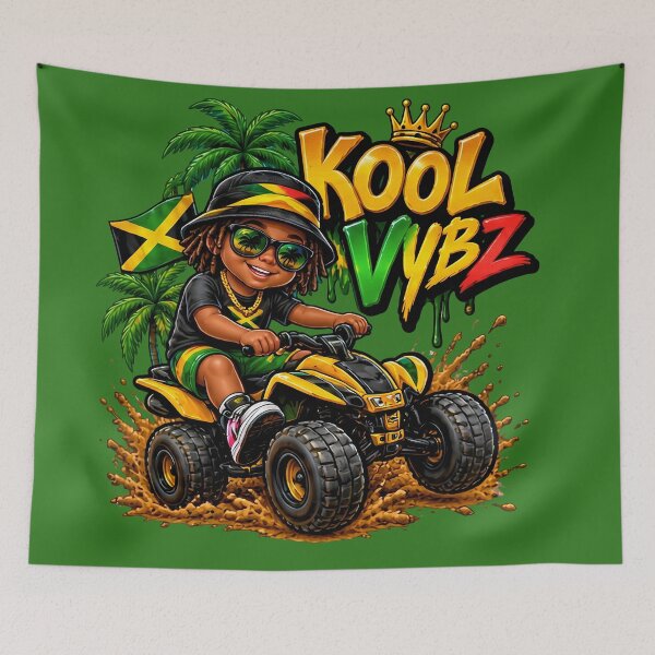 Item preview, Kool Vybz Jamaica Quad Biking Kid Reggae Vibe Art designed and sold by digitalbob60.