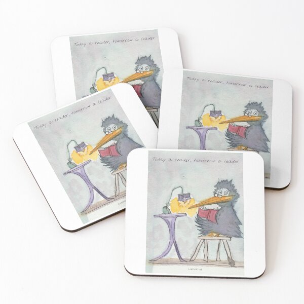 Item preview, Today A Reader Tomorrow A Leader Raven Watercolor Quote designed and sold by lumekind.