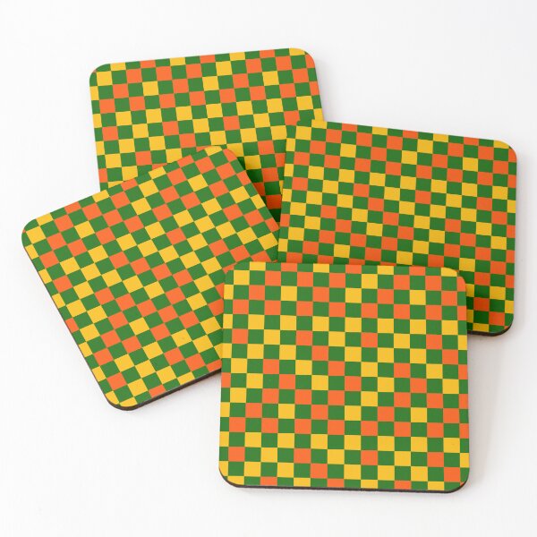 Item preview, Orange And Yellow On Green Checkered Pattern   designed and sold by PatternTitan.