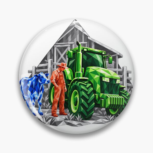 Item preview, Green tractor with farmer and blue cow designed and sold by danart7.