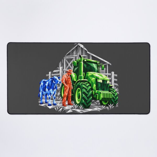 Item preview, Green tractor with farmer and blue cow designed and sold by danart7.