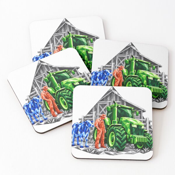 Item preview, Green tractor with farmer and blue cow designed and sold by danart7.