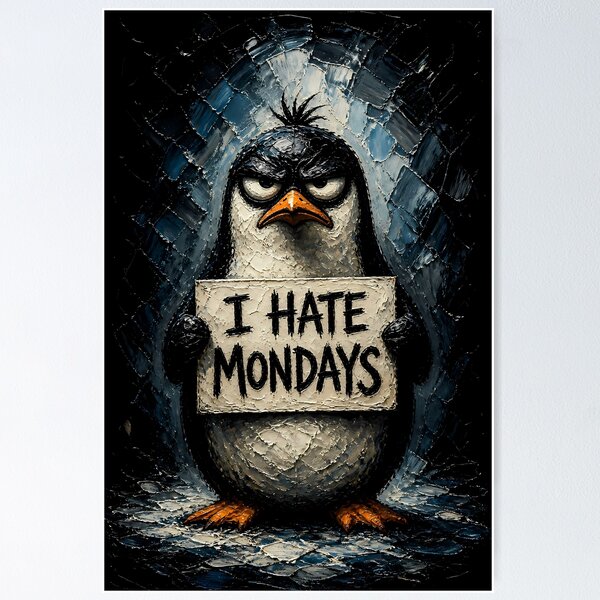 Item preview, Angry Monday Penguin Dark Mood Art designed and sold by Vista Atelier.