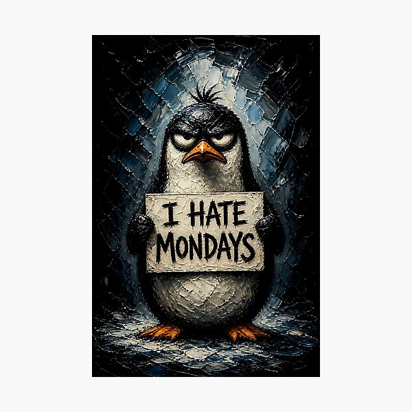 Item preview, Angry Monday Penguin Dark Mood Art designed and sold by Vista Atelier.