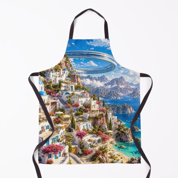 Item preview, Futuristic Greek Village Turquoise Sea Mediterranean Paradise designed and sold by IRON SIREN.