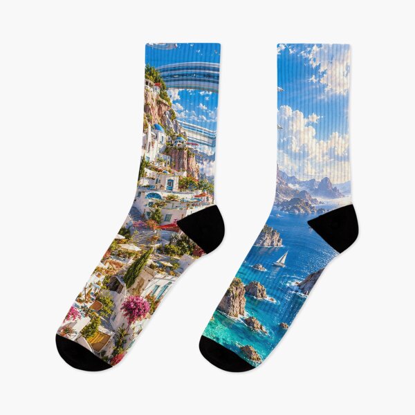 Item preview, Futuristic Greek Village Turquoise Sea Mediterranean Paradise designed and sold by IRON SIREN.