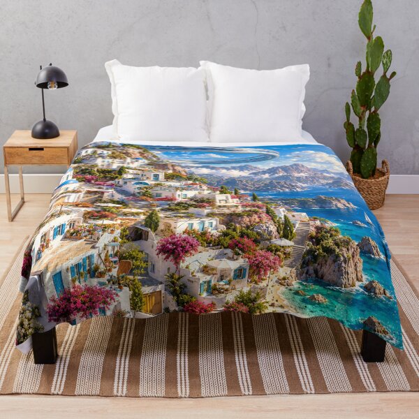 Item preview, Futuristic Greek Village Turquoise Sea Mediterranean Paradise designed and sold by IRON SIREN.