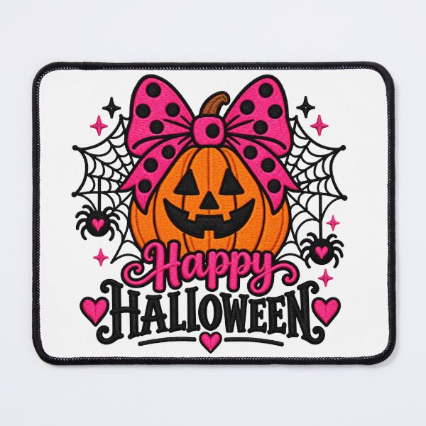 Item preview, Happy Halloween - pumpkin with polka dot bow, spiders, webs & hearts designed and sold by Her2Harmony.