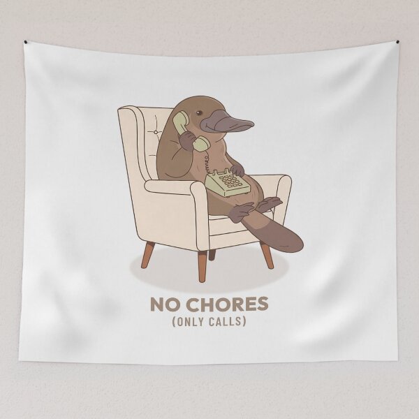 Item preview, Platypus Talking on Vintage Phone Art designed and sold by COZY VINTAGE animal.