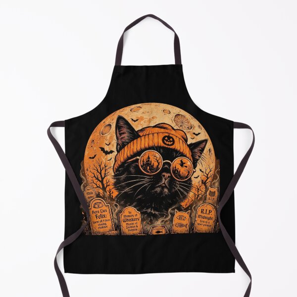 Item preview, Cat Graveyard Halloween Black Cat Tombstones Vintage Art designed and sold by Retro Whiskers.
