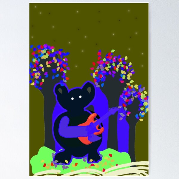 Item preview, Cute Cosmic Bear Playing Electric Guitar in Magical Forest designed and sold by AWADHESH  CHAURASIA.